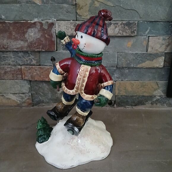 Tradition of Christmas Snowman on Skis Bobble Head Figurine Holiday Decoration - Picture 2 of 9
